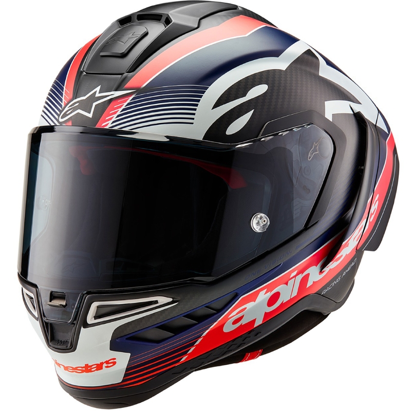 Integrální helma na motorku Alpinestars Supertech R-10 Team carbon fluo červeno-modro-bílá matná
