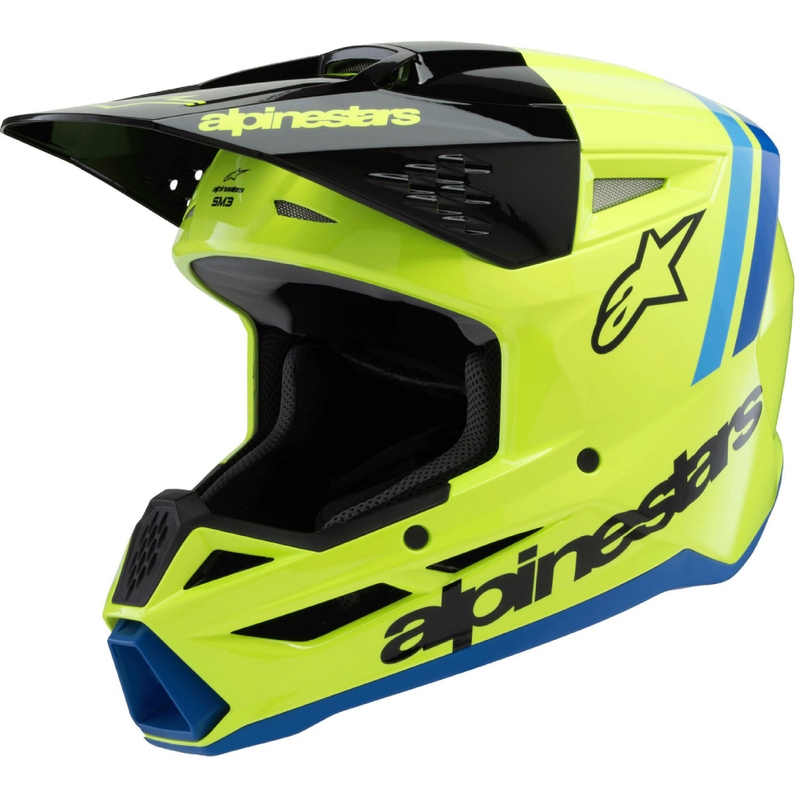 Dětská motokrosová přilba Alpinestars S-M3 RADIUM fluo žluto-černo-modrá
