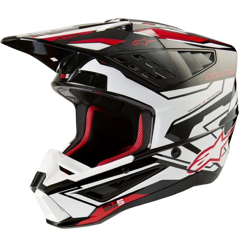 Motokrosová helma Alpinestars S-M5 Action 2 černo-bílo-fluo červená