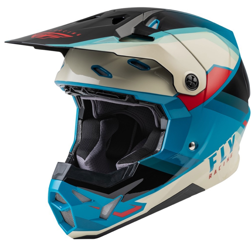 Motokrosová helma FLY Racing Formula CP černo-šedo-tyrkysová