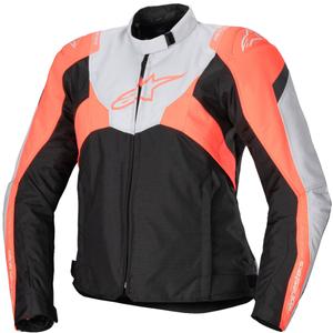 Dámská bunda na motorku Alpinestars Stella T-Jaws 4 Waterproof černo-šedo-fluo červená