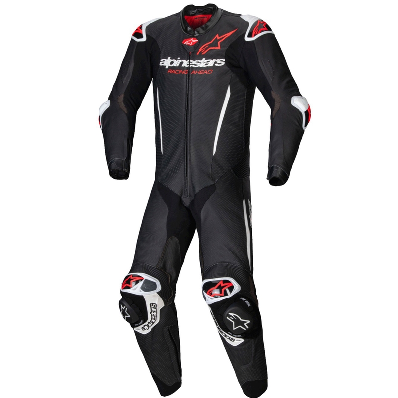 Jednodílná kožená kombinéza na motorku Alpinestars GP-R7 Tech-Air ready/kompatibilní černo-bílo-fluo červená