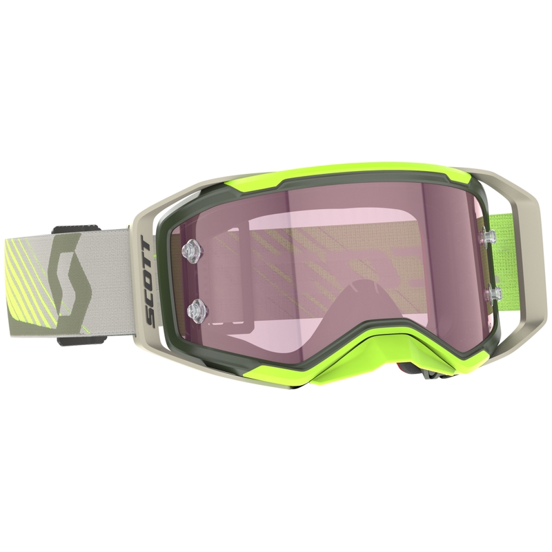Motokrosové brýle SCOTT Prospect 2.0 AMP khaki-fluo žluté s růžovým plexi