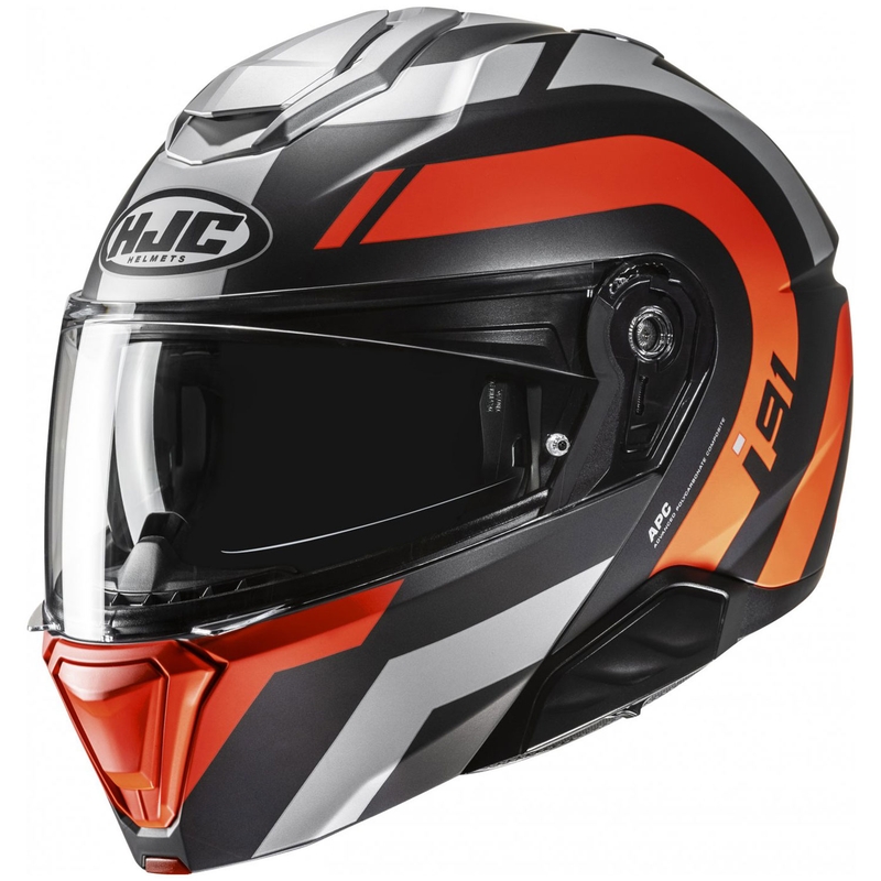 Výklopná helma na motorku HJC i91 Arven MC6HSF černo-šedo-oranžová