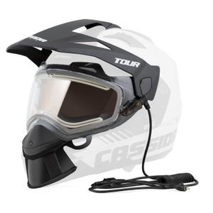 Sada pro elektrický výhřev plexi přileb Cassida Tour s čirým plexi a oranžovou antifog clonou