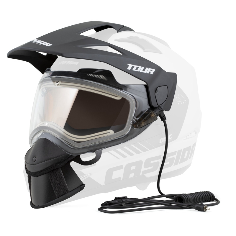 Sada pro elektrický výhřev plexi přileb Cassida Tour s čirým plexi a oranžovou antifog clonou