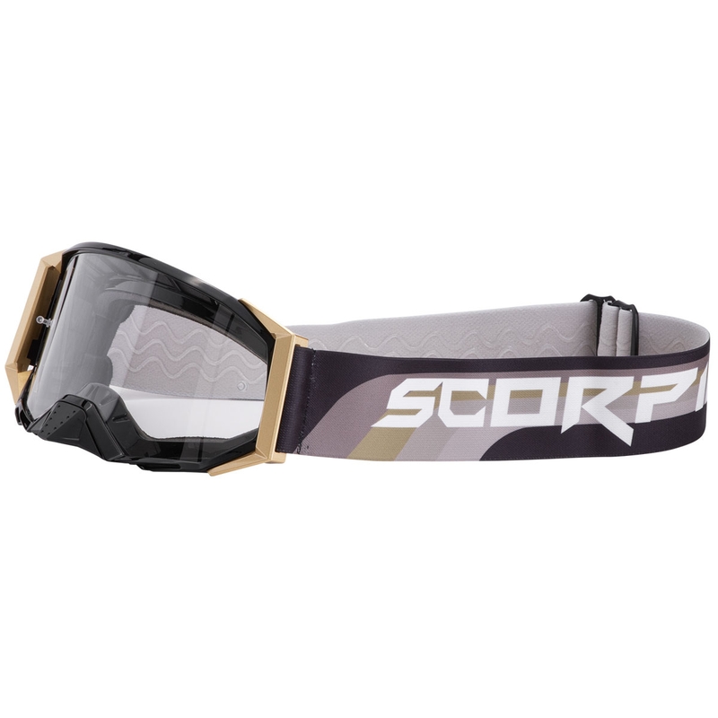 Motokrosové brýle Scorpion E24 zlato-černé s čirým plexi