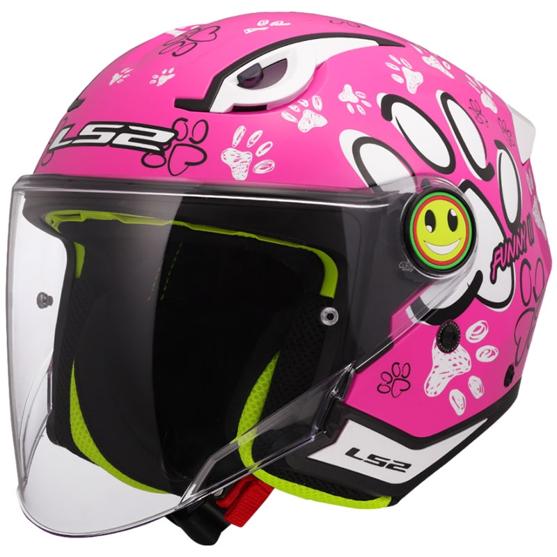 Dětská otevřená helma na motorku LS2 OF622 Funny II Paws růžová