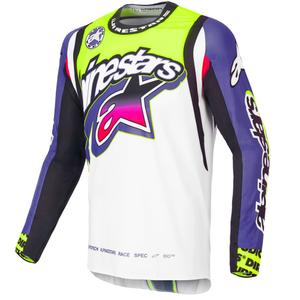 Motokrosový dres Alpinestars Supertech SX limitovaná edice Dirt Studios bílo-fialovo-růžovo-fluo žlutý