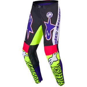 Motokrosové kalhoty Alpinestars Supertech limitovaná edice Dirt Studios bílo-fialovo-růžovo-fluo žluté