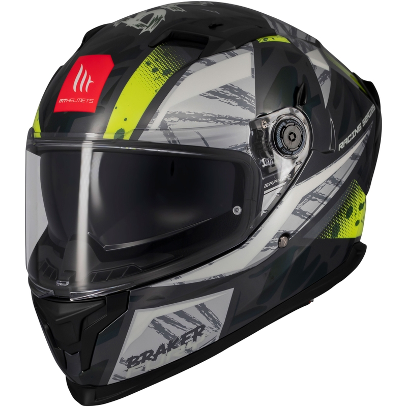 Integrální helma na motorku MT Braker SV Fury šedo-fluo žlutá