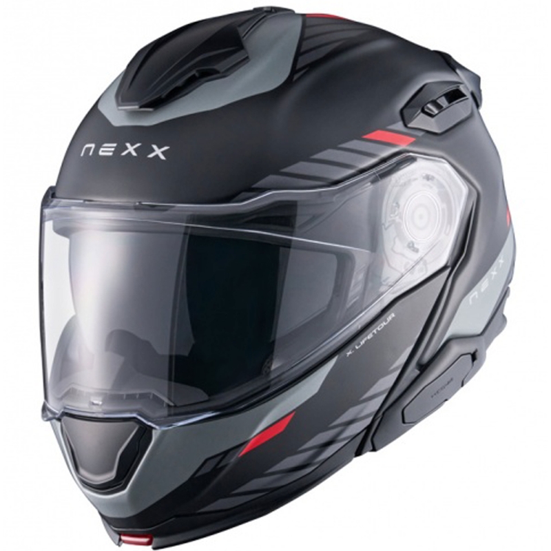 Vyklápěcí helma na motorku Nexx X.Lifetour Globe matná černo-červená výprodej