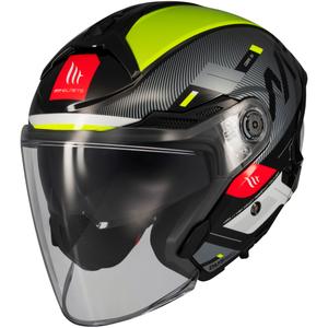 Otevřená helma na motorku MT Cosmo SV Silence černo-fluo žlutá