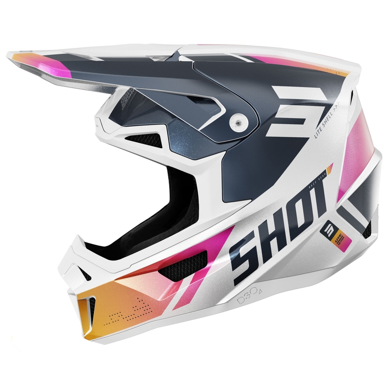 Motokrosová helma Shot Lite Ultra perleťově modro-oranžovo-růžová