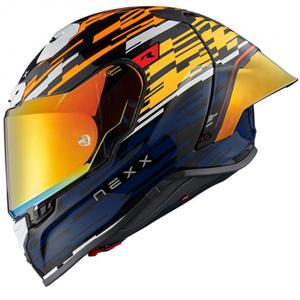 Integrální helma na motorku Nexx X.R3R Glitch Racer oranžovo-modrá výprodej