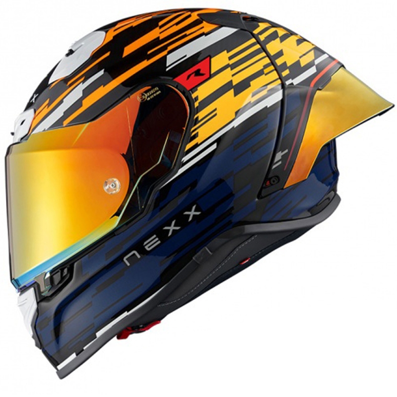Integrální helma na motorku Nexx X.R3R Glitch Racer oranžovo-modrá výprodej