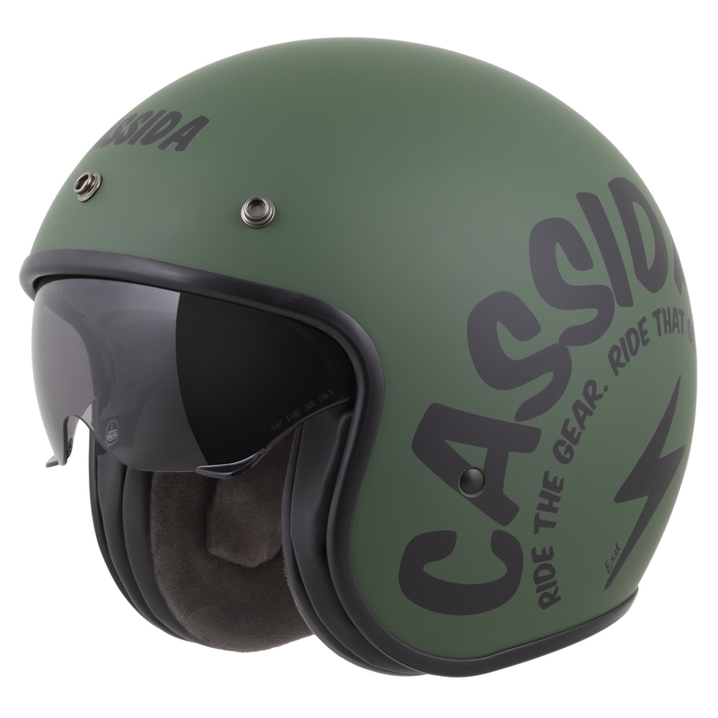 Otevřená helma na motorku Cassida Oxygen 2.0 Gear matná zeleno-černá
