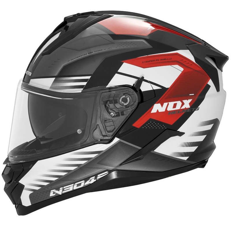 Integrální helma na motorku NOX N304S CARVER černo-bílo-červená