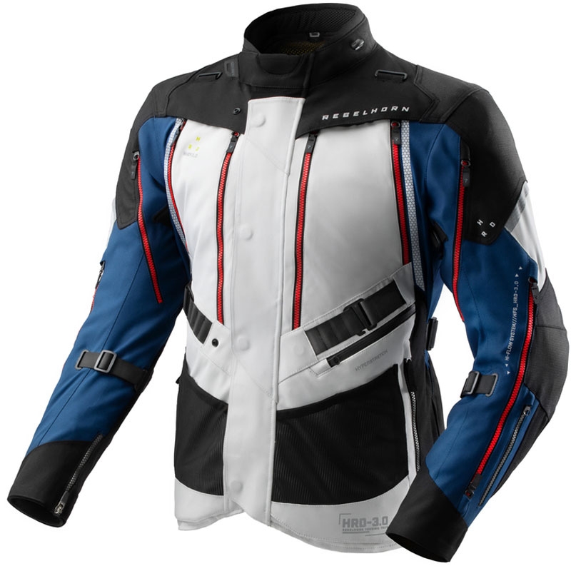 Bunda na motorku Rebelhorn Hardy 3.0 modro-šedo-červená