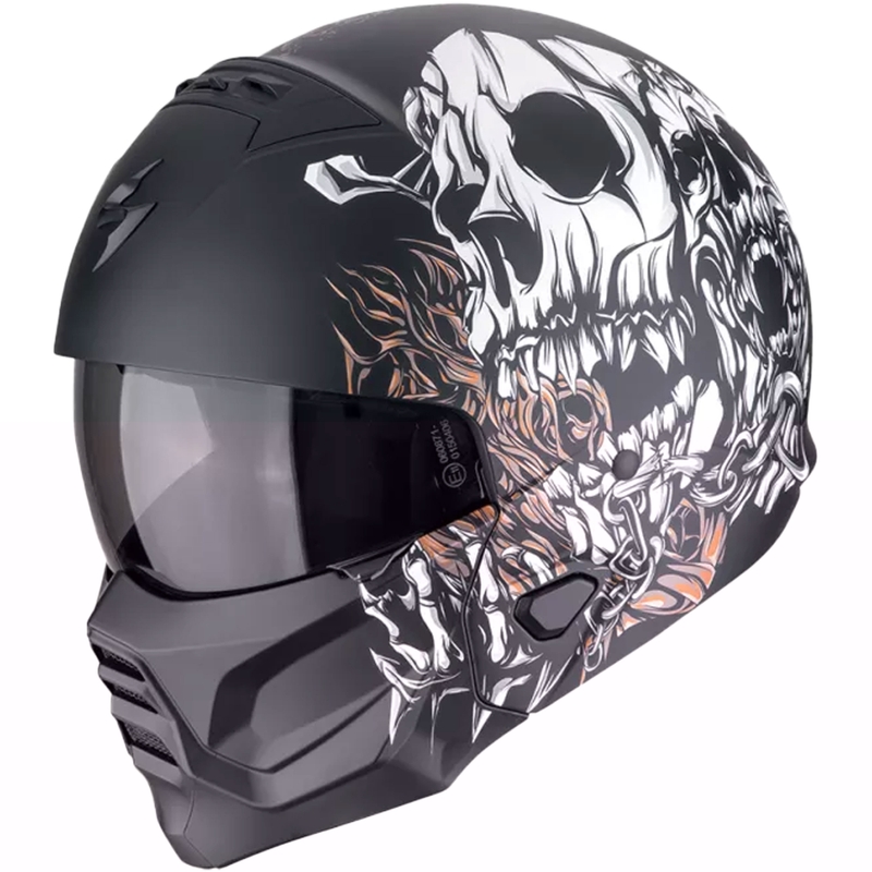 Modulární helma na motorku Scorpion EXO-COMBAT II GENESIS matná černo-bílo-zlatá