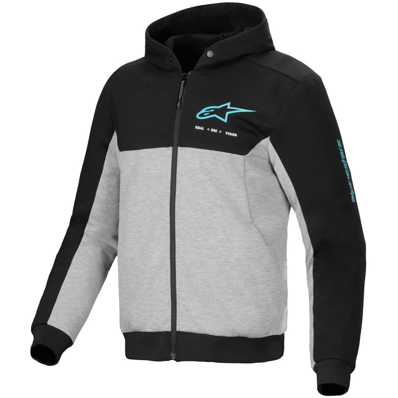 Mikina na motorku Alpinestars Chrome V2 Sport šedo-černo-modrá