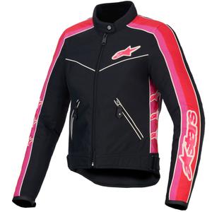 Dámská bunda na motorku Alpinestars Stella T-Dyno Water Resistant černo-červeno-růžová
