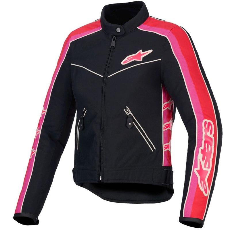 Dámská bunda na motorku Alpinestars Stella T-Dyno Water Resistant černo-červeno-růžová
