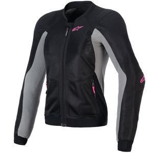 Dámská bunda na motorku Alpinestars STELLA TROOP-AIR černo-šedo-fluo růžová