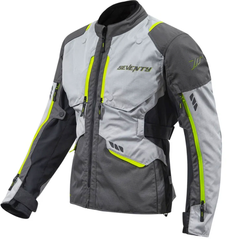 Bunda na motorku Seventy Degrees SD-JT67 Tanami černo-šedo-fluo žlutá