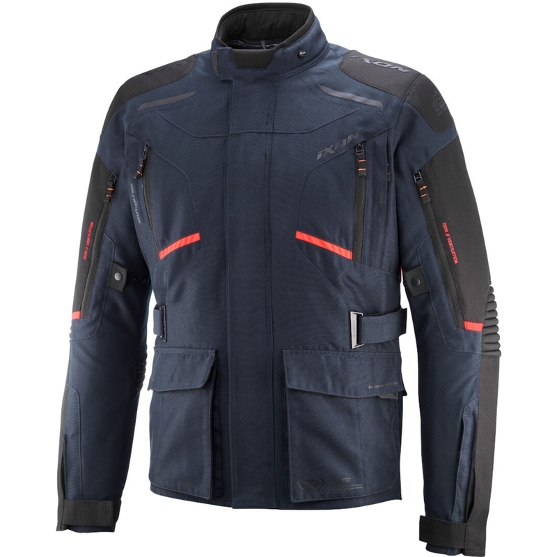 Bunda na motorku IXON Midgard modro-fluo červená