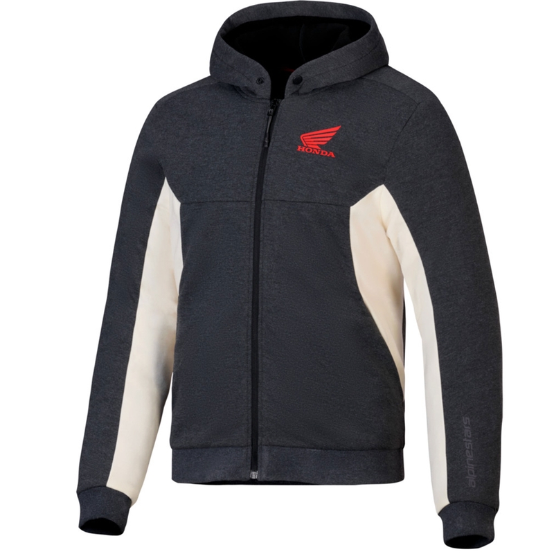 Mikina na motorku Alpinestars Chrome V3 Sport Hoodie kolekce Honda tmavě šedo-krémovo-červená