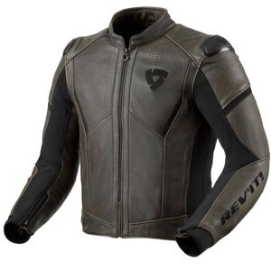 Kožená bunda na motorku Revit Parallax tmavě olivová