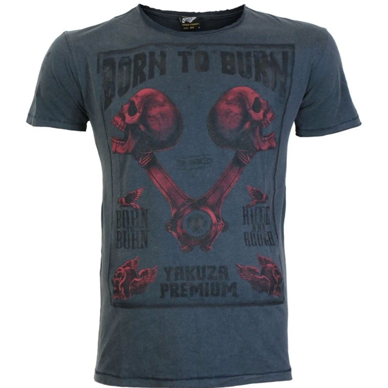 Tričko Yakuza Premium Rude and Rough Born to Burn - Los Angeles modré