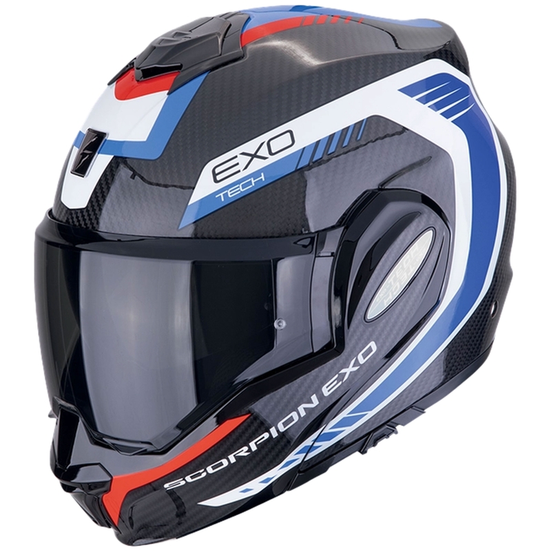 Překlápěcí helma na motorku Scorpion EXO-TECH EVO CARBON COSY černo-modro-červená