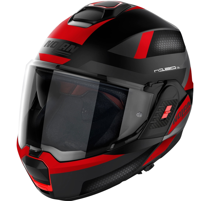 Překlápěcí helma na motorku Nolan N120-1 Subway N-COM 22 černo-červená
