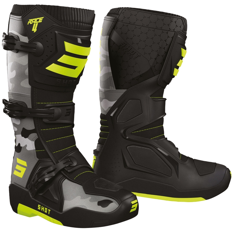 Boty na motorku Shot Race 4 camo-fluo žluté