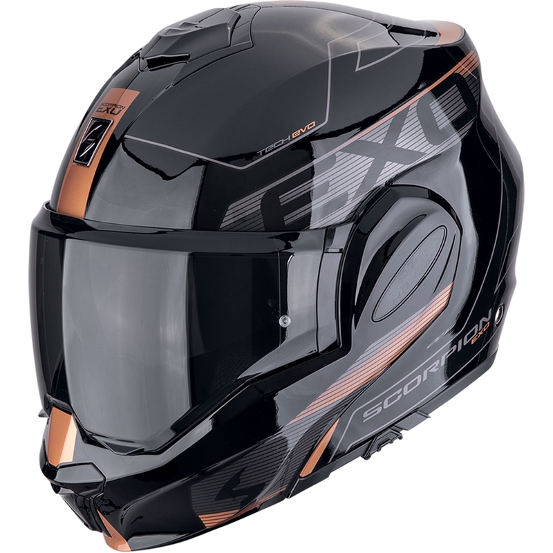 Překlápěcí helma na motorku Scorpion EXO-TECH EVO TRAVELLER černo-měděná