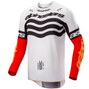 Motokrosový dres Alpinestars Techstar limitovaná edice Deep černo-bílo-fluo červeno-oranžový