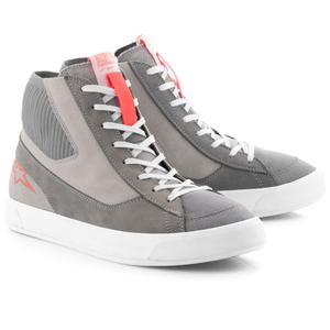 Boty na motorku Alpinestars Stated světle šedo-fluo červeno-bílé