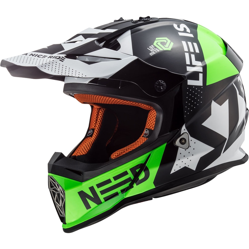Motokrosová přilba LS2 MX437 Fast Block černo-zelená