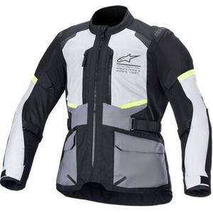 Bunda na motorku Alpinestars Andes Air Drystar světle šedo-tmavě šedo-černo-fluo žlutá