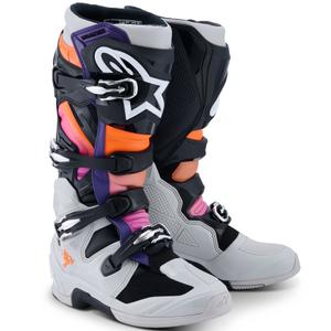 Boty na motorku Alpinestars Tech 7 černo-světle šedo-fluo oranžovo-gradient
