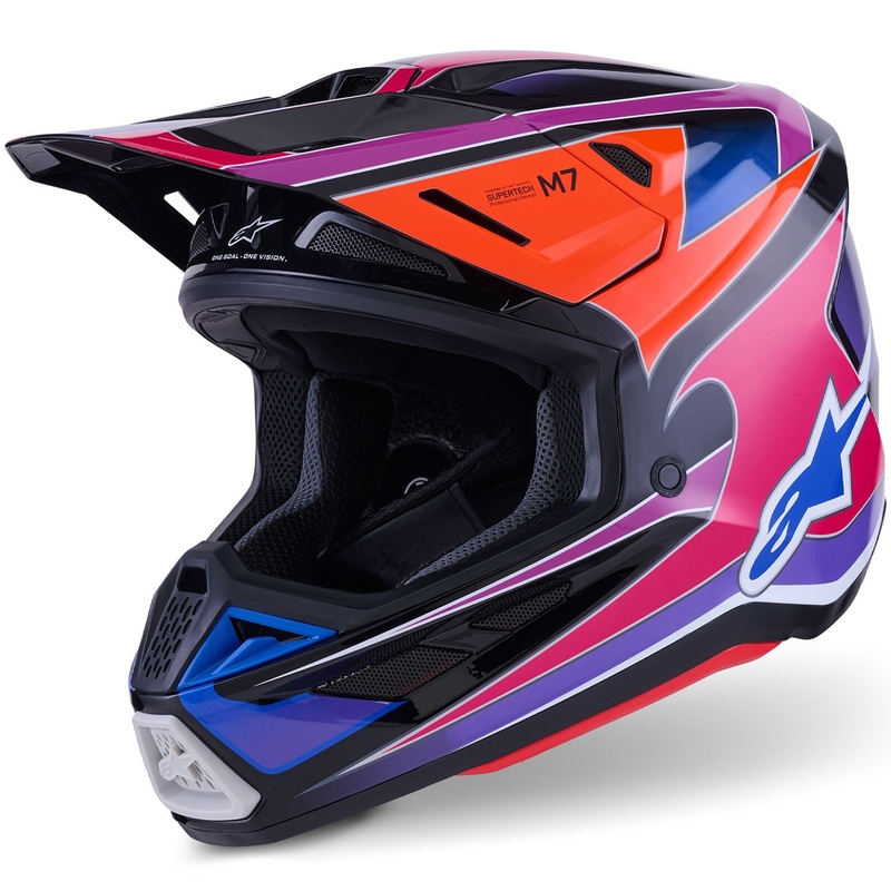 Motokrosová helma Alpinestars SM7 Fuse modro-fialovo-růžová