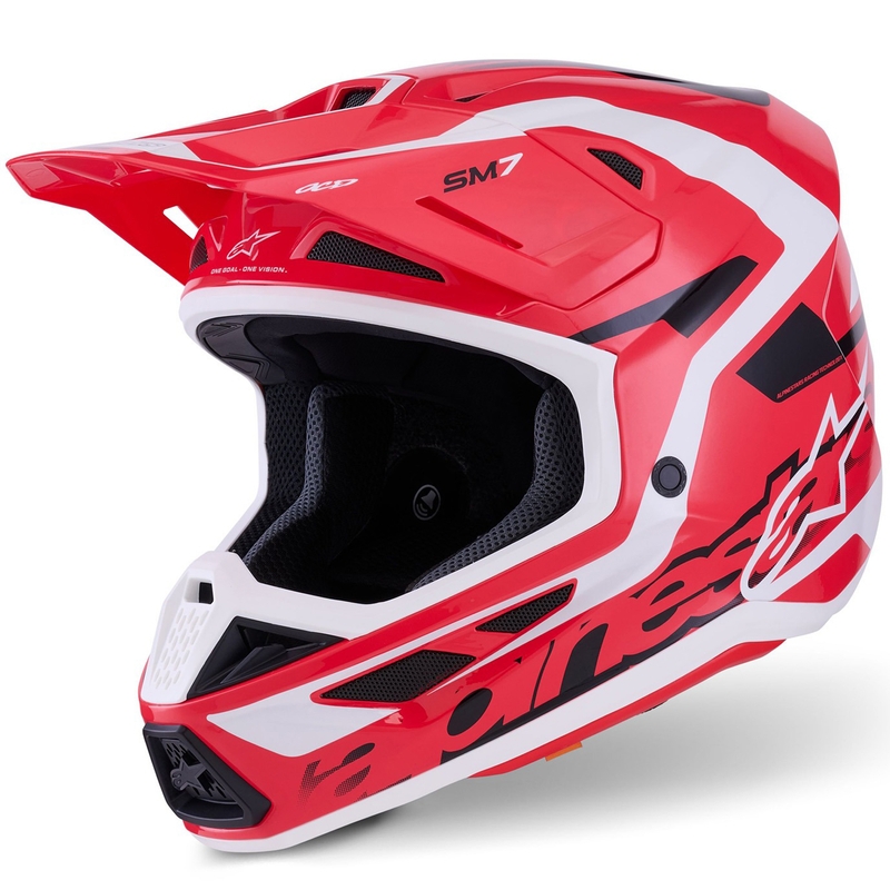 Motokrosová helma Alpinestars SM7 Deed červeno-černo-bílá
