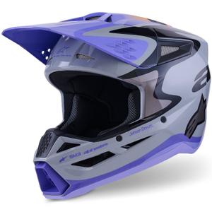 Motokrosová helma Alpinestars S-M3 edice JETT LAWRENCE šedo-fialovo-černá