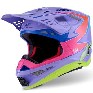 Motokrosová helma Alpinestars S-M10 JETT LAWRENCE R01 fialovo-fluo růžovo-fluo žlutá