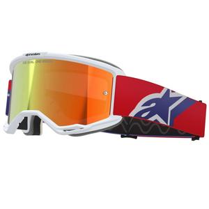 Motokrosové brýle Alpinestars Vision 5 Corp bílo-modro-červené se zrcadlovým červeným zorníkem