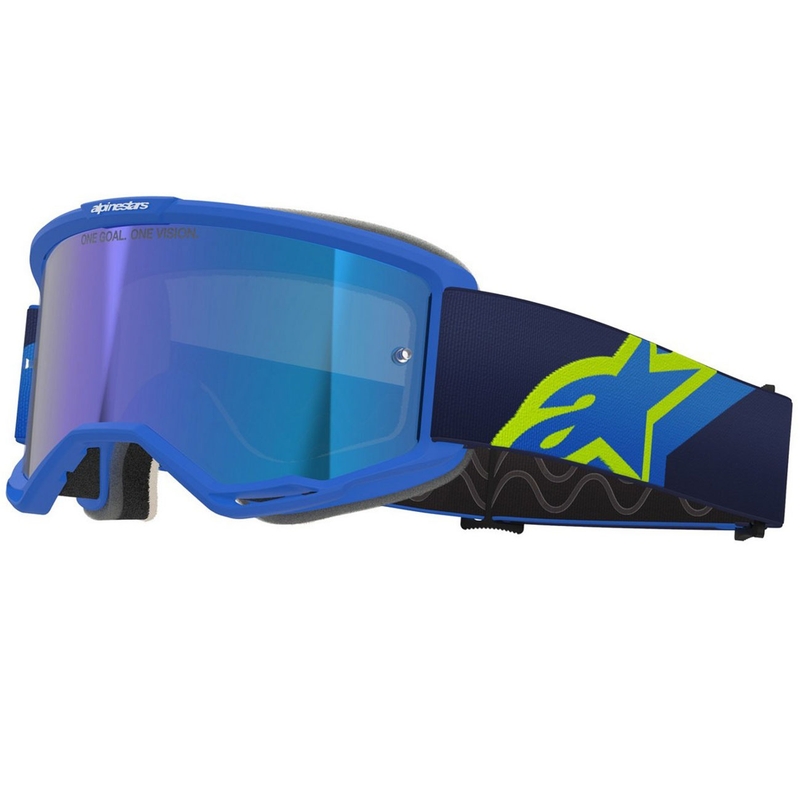 Motokrosové brýle Alpinestars Vision 5 Corp modro-fluo žluto-černé se zrcadlovým modrým zorníkem