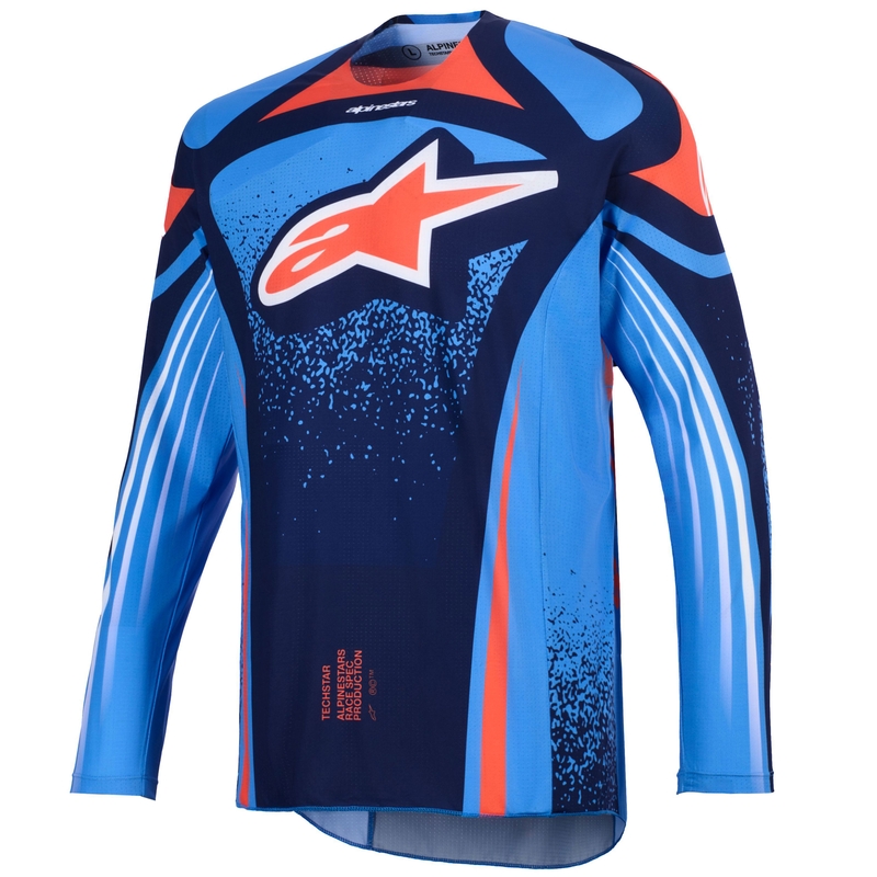 Motokrosový dres Alpinestars Techstar Nomur tmavě modro-oranžovo-modrý