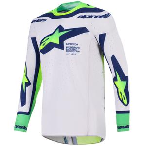 Motokrosový dres Alpinestars Supertech Vista světle šedo-fluo žluto-zeleno-modro-růžový